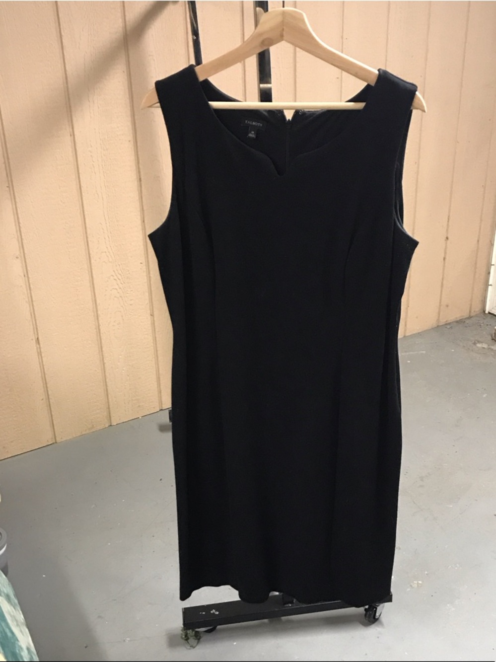 Talbots Black Sleeveless Sheath Dress with Subtle Notch Neck